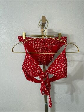 Hollister- Red Floral wrap Tie-Bikini Set- Size small
